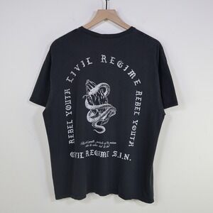 Civil Regime Rebel Youth Snake Praying Hands Graphic T-Shirt XL Black Streetwear